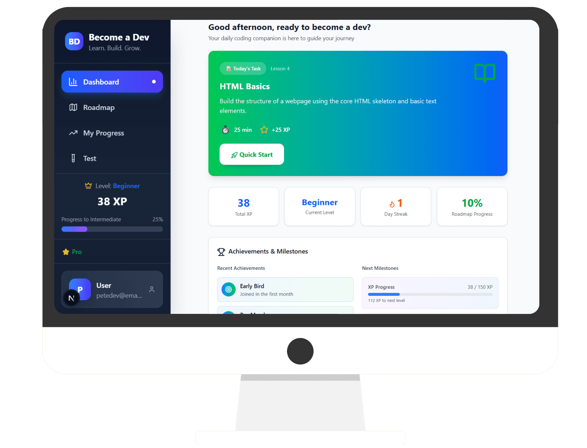 Become a Dev dashboard